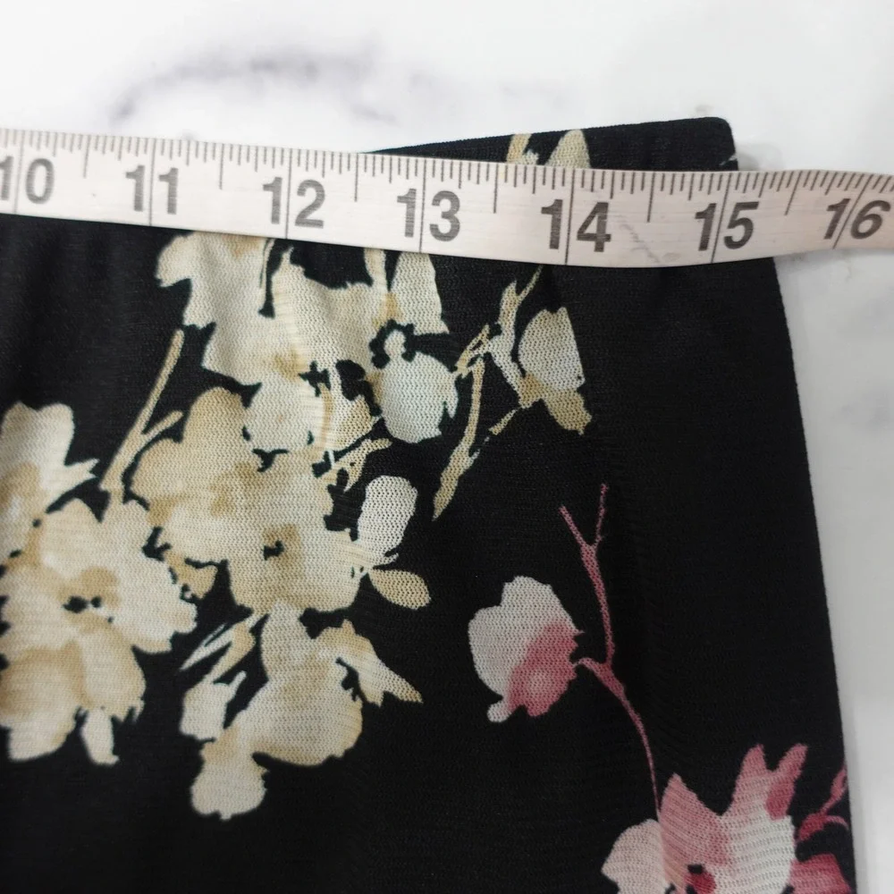Vintage Y2K Floral Mesh High Low Midi Skirt Black Pink Large Whimsy Romantic USA